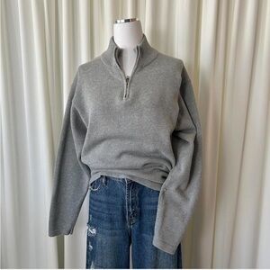 L.L. Bean Classic Grey Quarter-Zip Pullover Preppy Style.